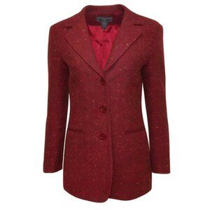 Harris Wallace New York Petite Tweed Bouclé Blazer – Deep Red